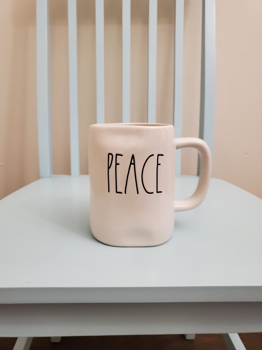 Rae Dunn PEACE Ceramic Mug - Pale Pink